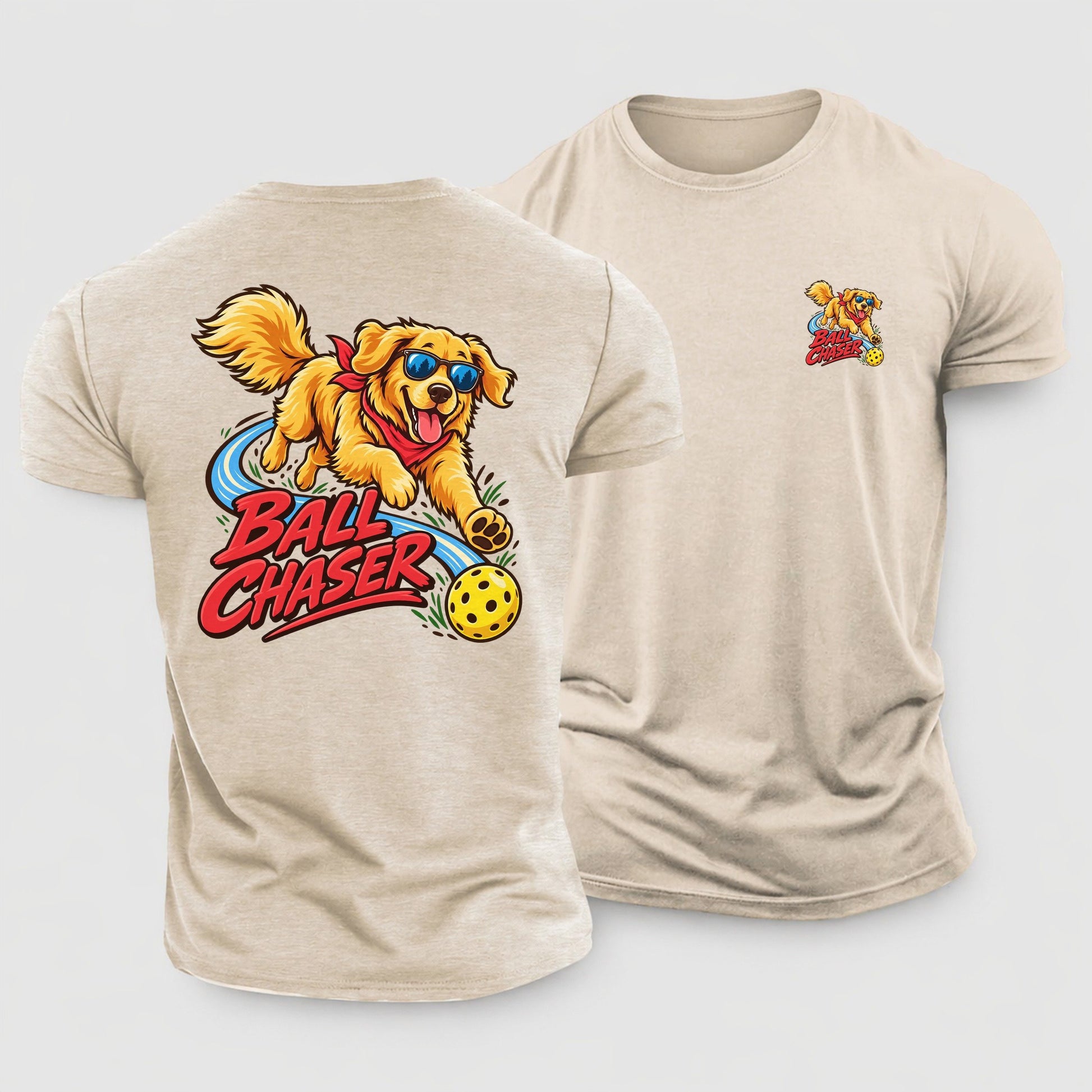 Ball Chaser Pickleball Life Cotton T-Shirt – Sand