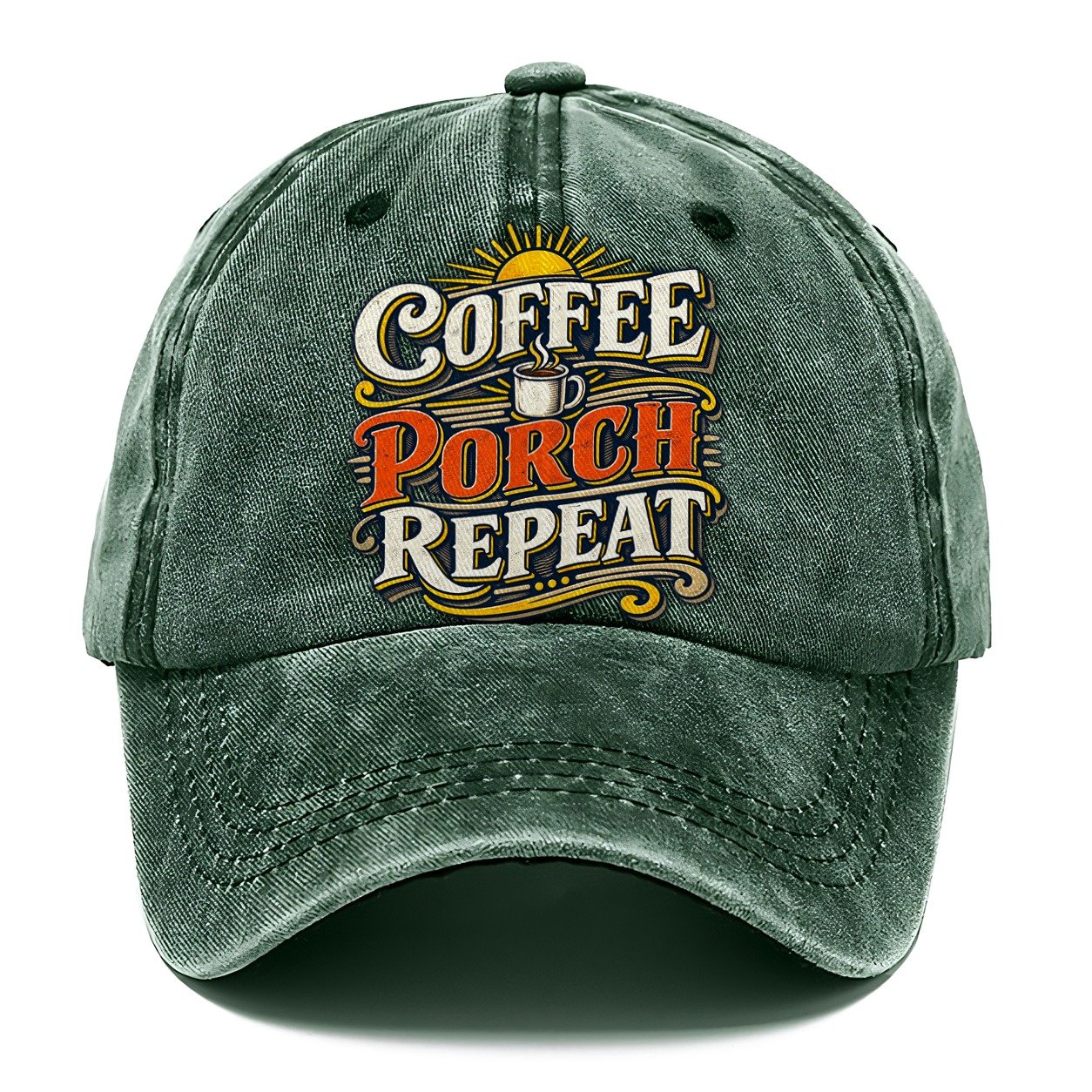 Coffee Porch Repeat Retired Living Classic Cap – Forest Mist