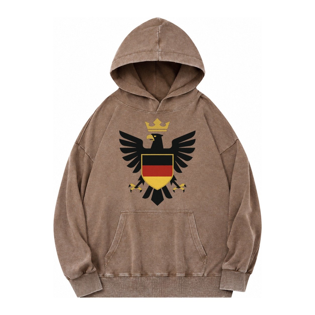 Germany Eagle Emblem Vintage Washed Hoodie – Brown