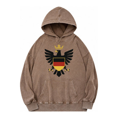 Germany Eagle Emblem Vintage Washed Hoodie – Brown