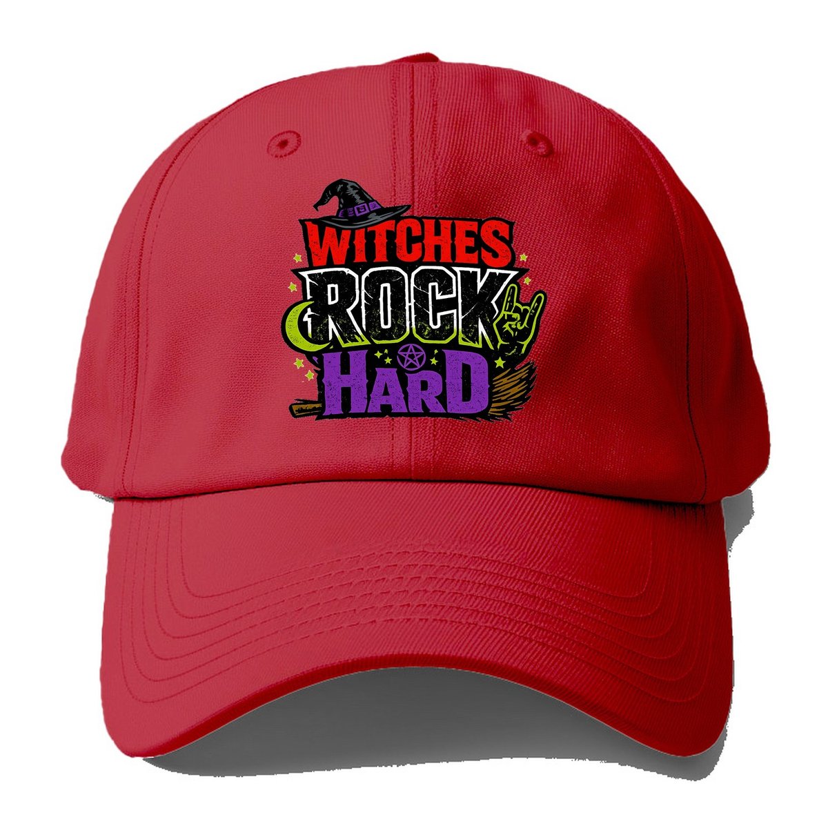 Witches Rock Hard Baseball Cap – Red