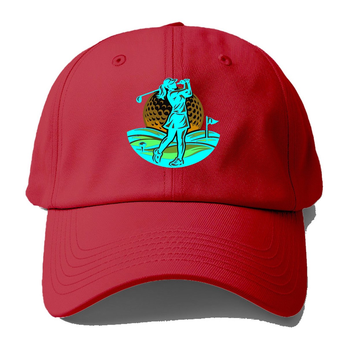 Elegant Fairway Swing Baseball Cap – Red