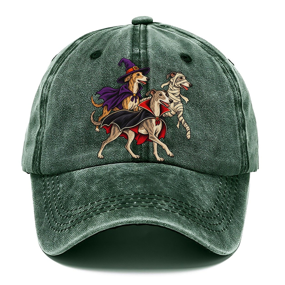 3 Greyhounds In Halloween Costumes Hdp 40 Parade Lineup Halloween Dog Parade Classic Cap – Forest Mist