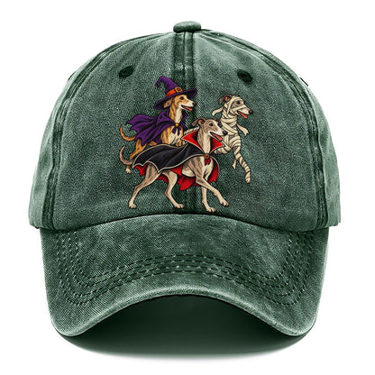 3 Greyhounds In Halloween Costumes Hdp 40 Parade Lineup Halloween Dog Parade Classic Cap – Forest Mist
