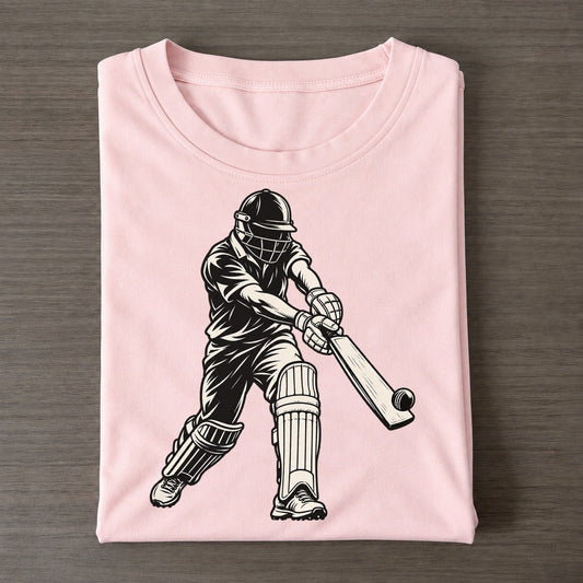 Cricket Batter Cover Drive Global Sports Ink Figures Classic T-shirt – Pink