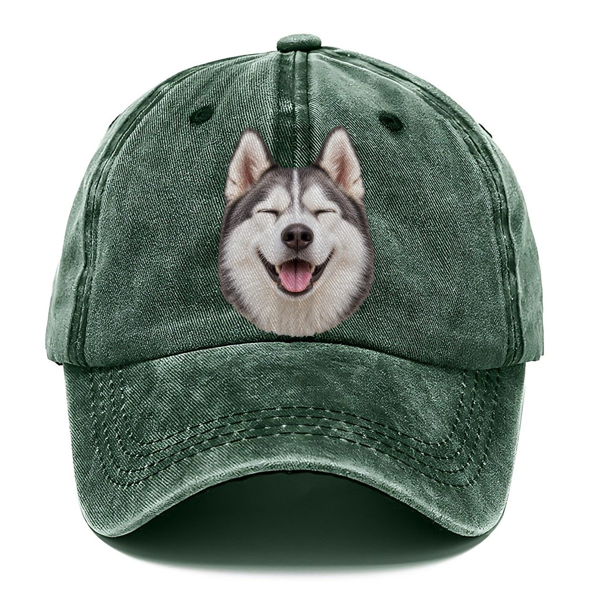 Husky Laughing Portrait Character Club Classic Cap – Forest Mist