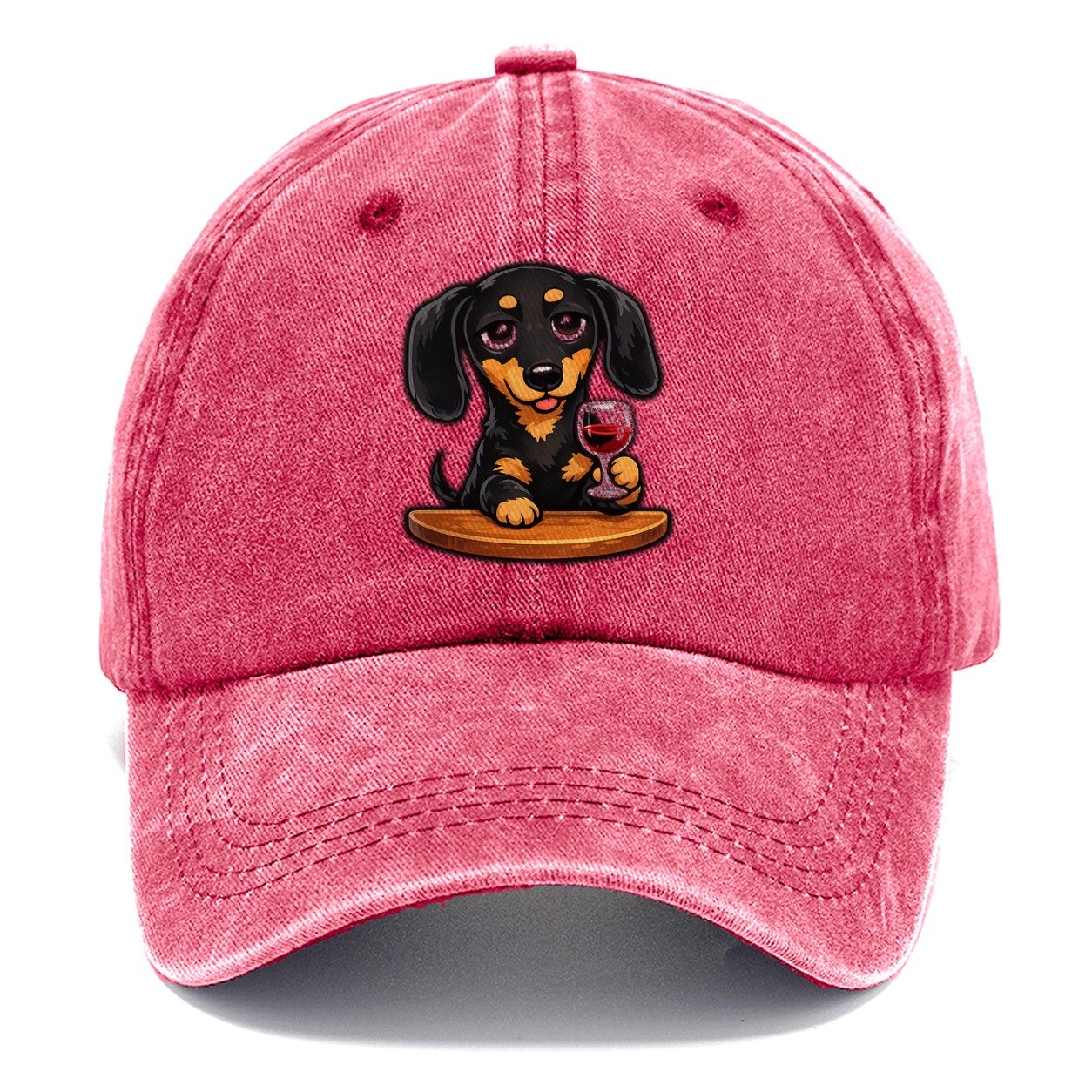 Dachshund Wine Time Classic Cap – Pomegranate Blush