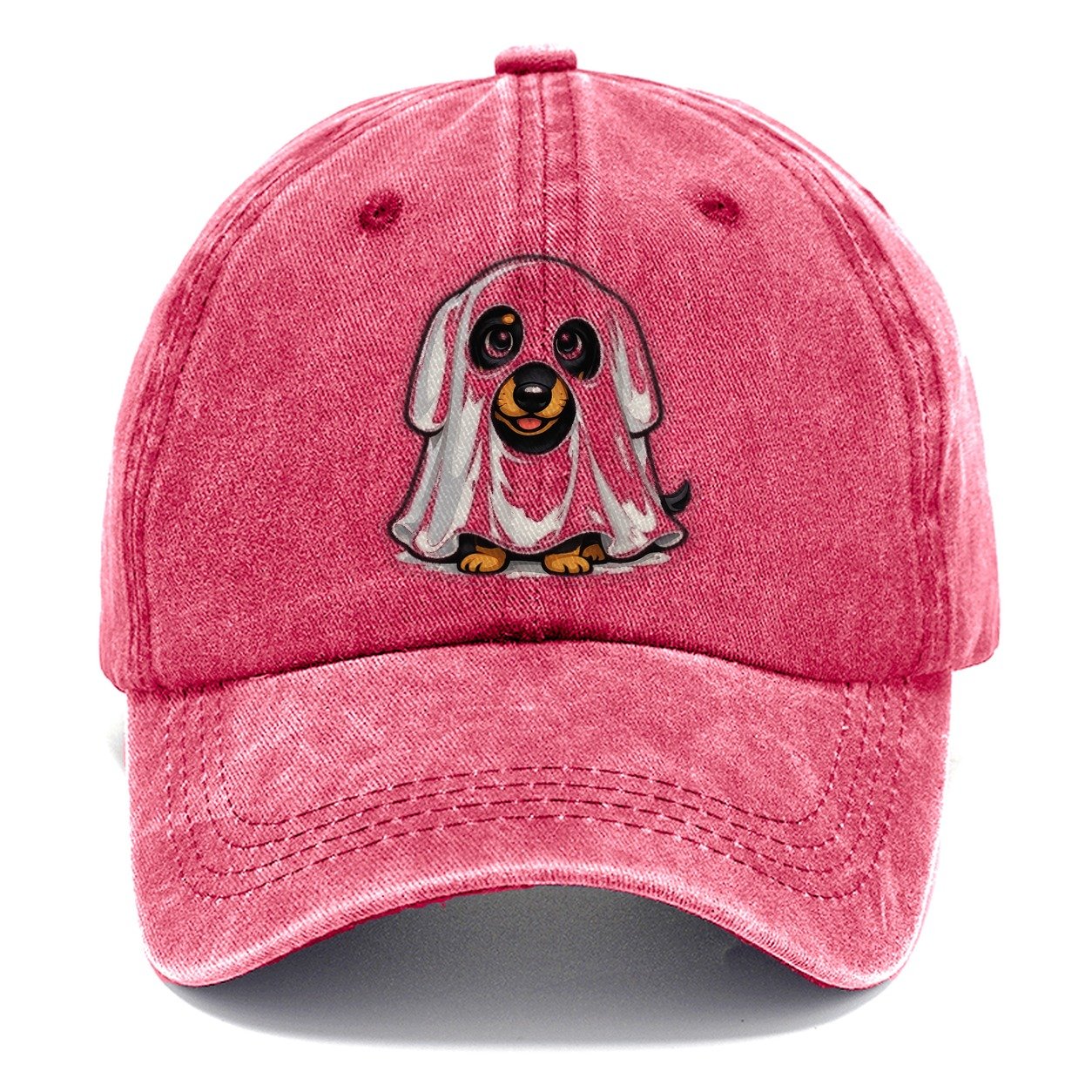 Dachshund Ghost Halloween Costume Classic Cap – Pomegranate Blush