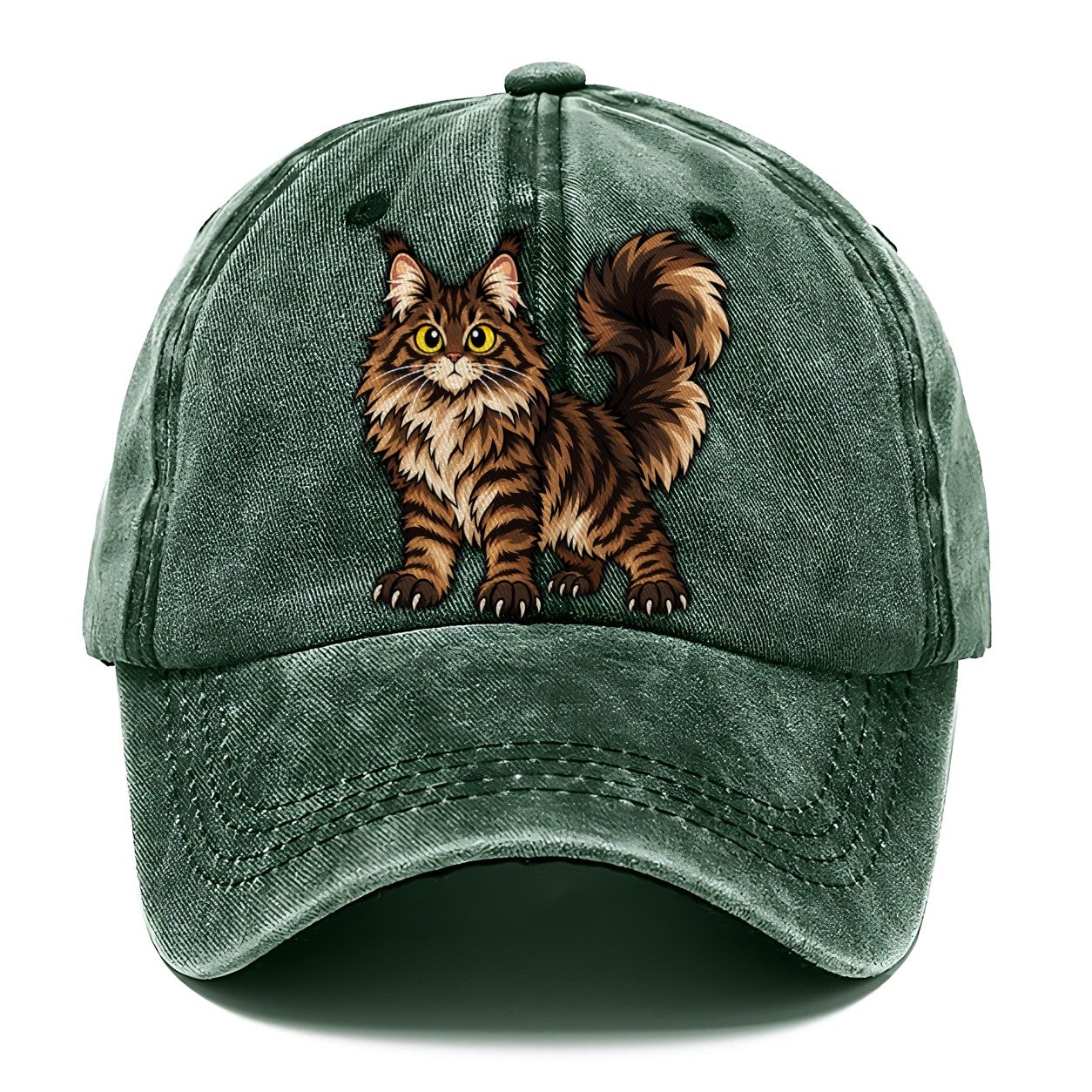 Maine Coon Standing Proud Peeking Cats Classic Cap – Forest Mist