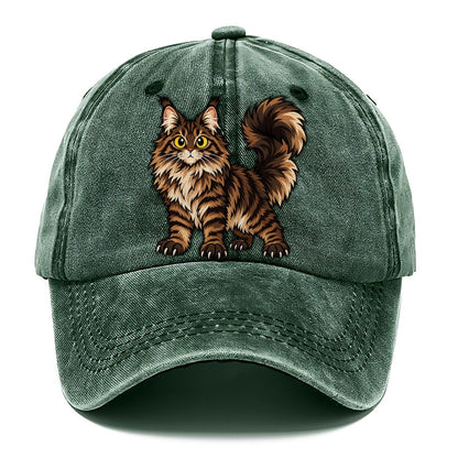 Maine Coon Standing Proud Peeking Cats Classic Cap – Forest Mist