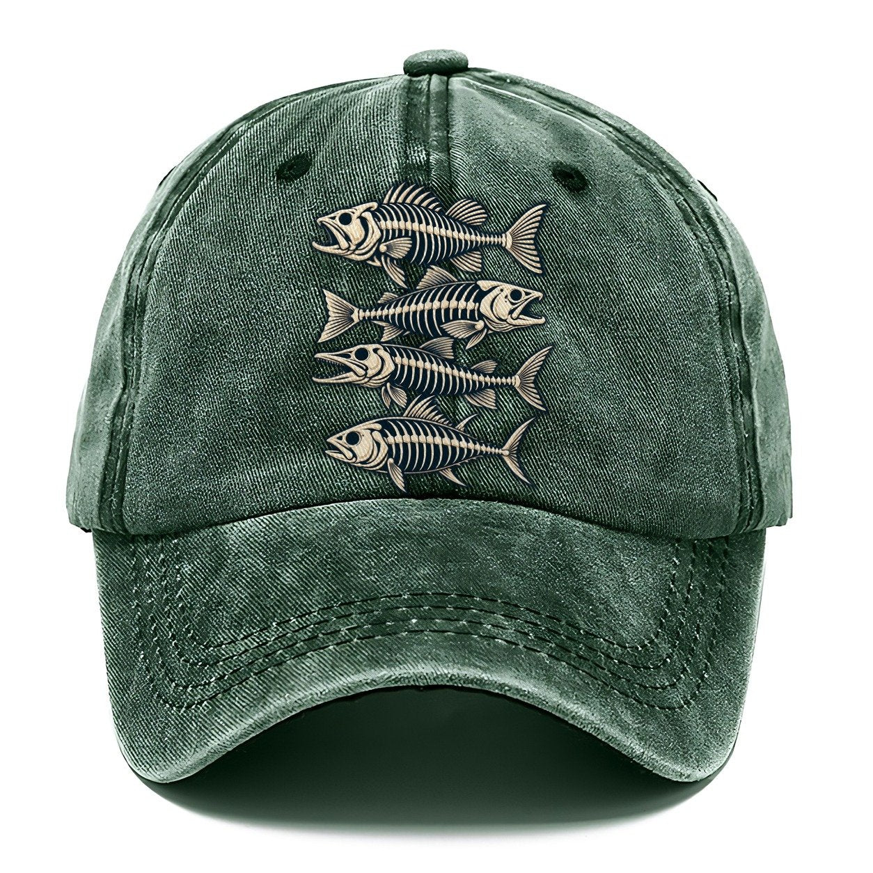 Fish Skeleton Minimal Fishing Elegant Classic Cap – Forest Mist