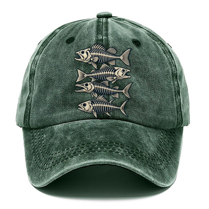 Fish Skeleton Minimal Fishing Elegant Classic Cap – Forest Mist