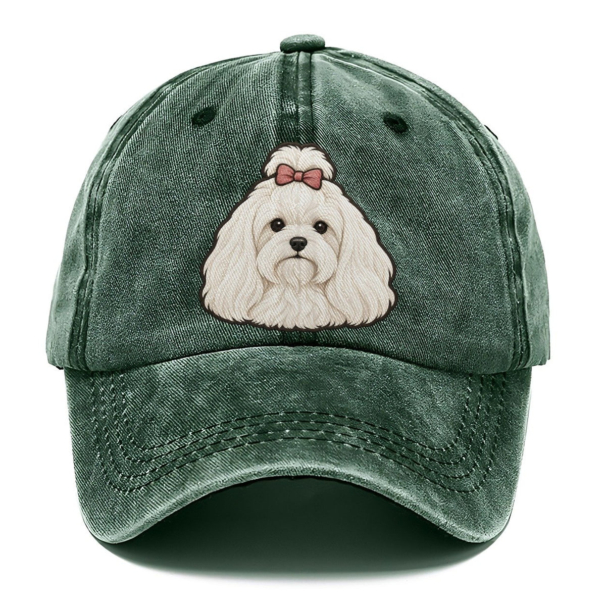 Maltese Topknot Bow Fan Favorites Classic Cap – Forest Mist