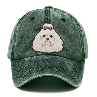 Maltese Topknot Bow Fan Favorites Classic Cap – Forest Mist