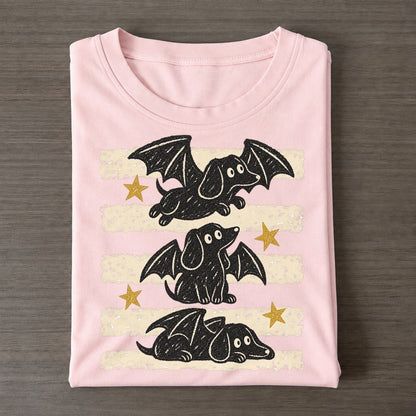 Chalk Bat Wing Dachshunds Night Stripes Classic T-shirt – Pink