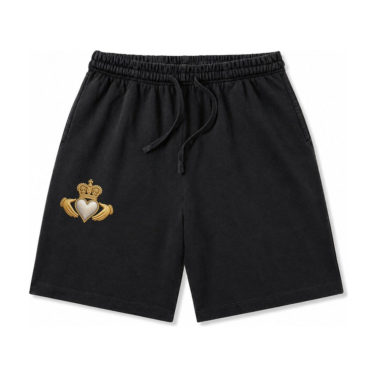 Claddagh Symbol Washed Shorts – Black