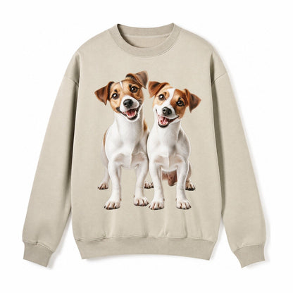 Two Jack Russels Fleece Sweatshirt – Light Khaki