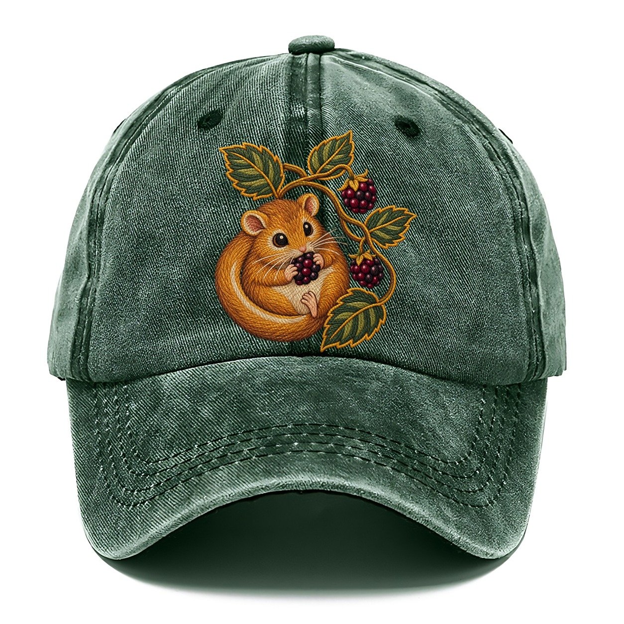 British Hedgerow Dormouse And Blackberries Uk Culture Heritage Classic Cap – Forest Mist