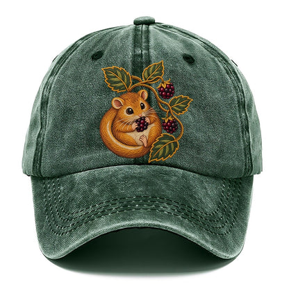 British Hedgerow Dormouse And Blackberries Uk Culture Heritage Classic Cap – Forest Mist