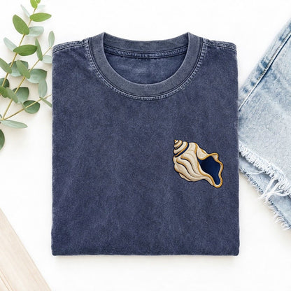 Ritual Conch Curl Left Chest Vintage T-shirt – Blue