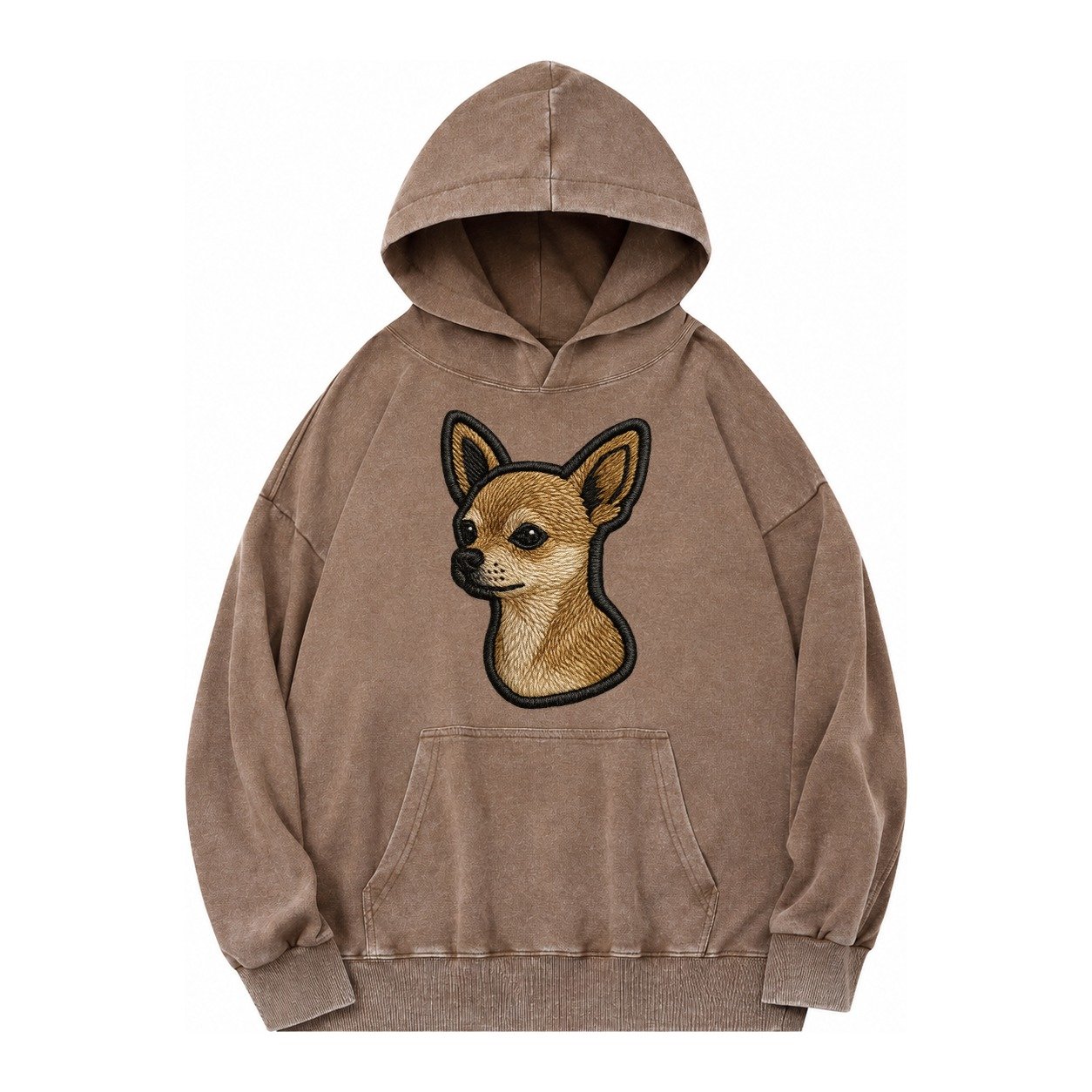 Chihuahua Logo Vintage Washed Hoodie – Brown