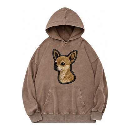Chihuahua Logo Vintage Washed Hoodie – Brown