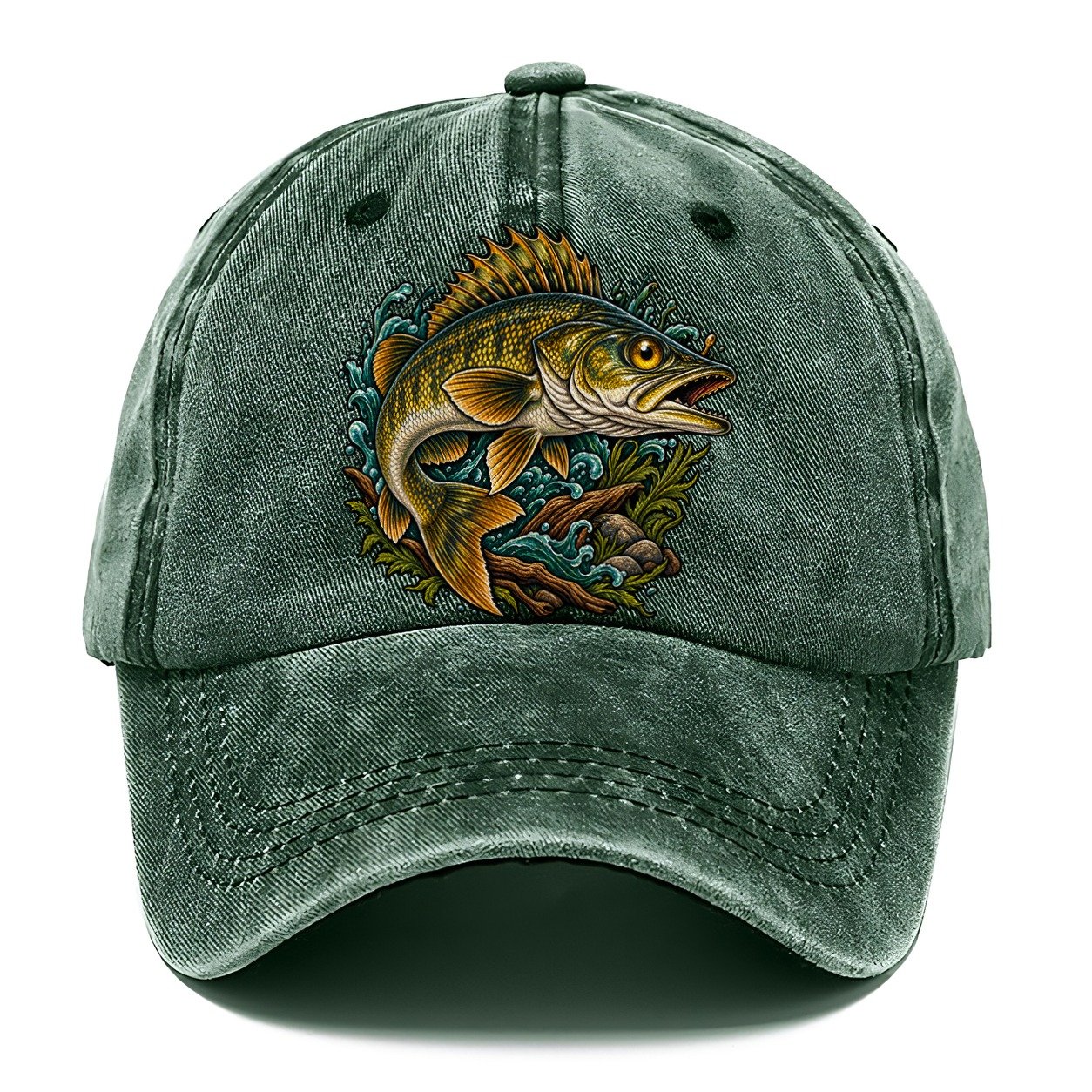 Walleye Golden Eye Fishing Club Classic Cap – Forest Mist