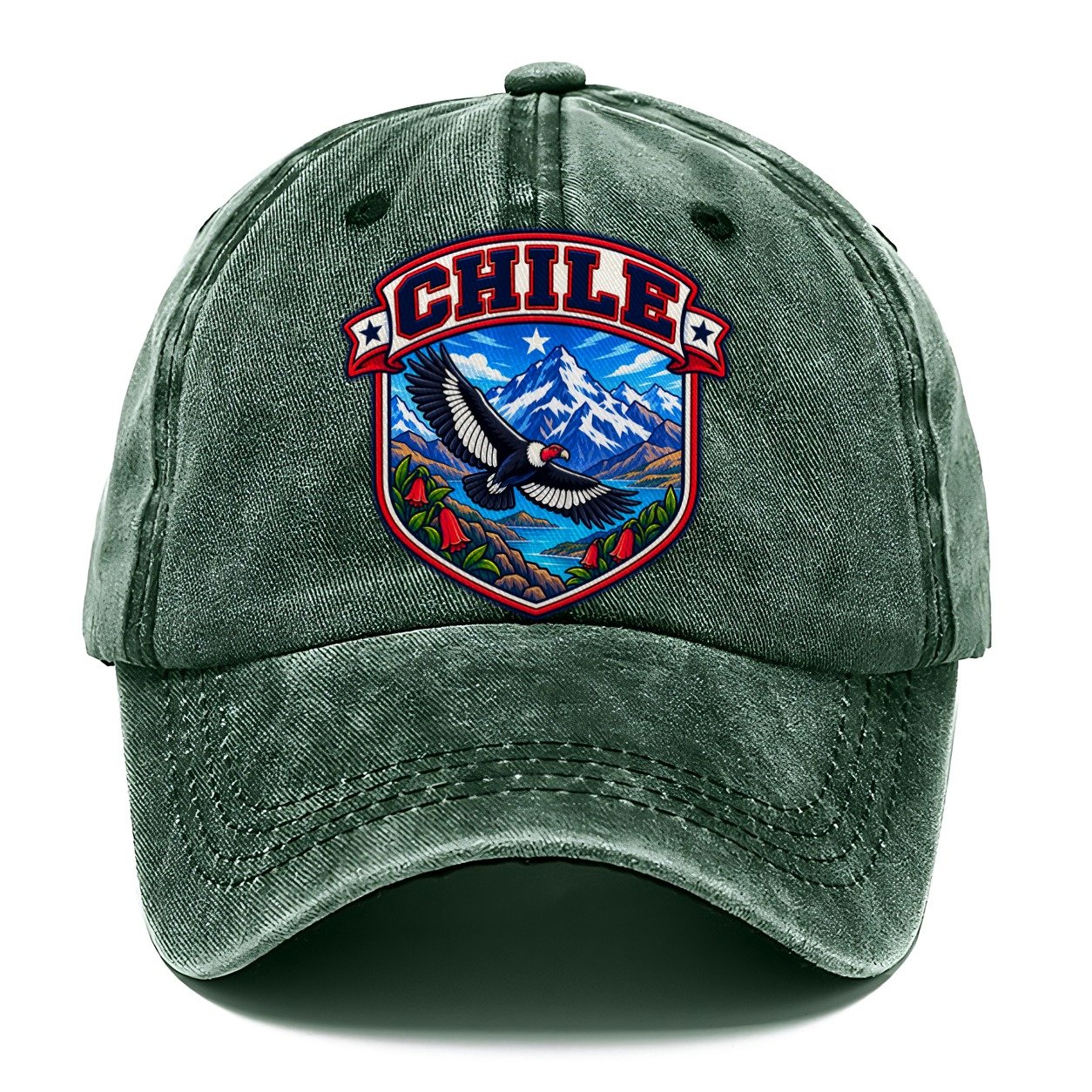 Chile Retro Badge Country Logos Classic Cap – Forest Mist