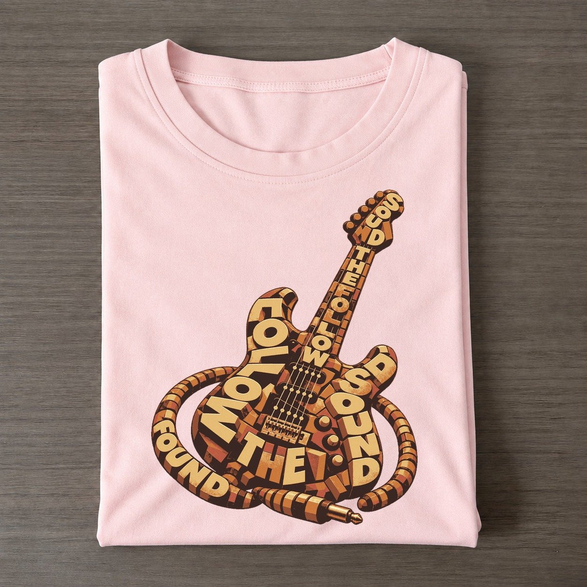 Guitar Cable Loop Letter Sculpture Classic T-shirt – Pink