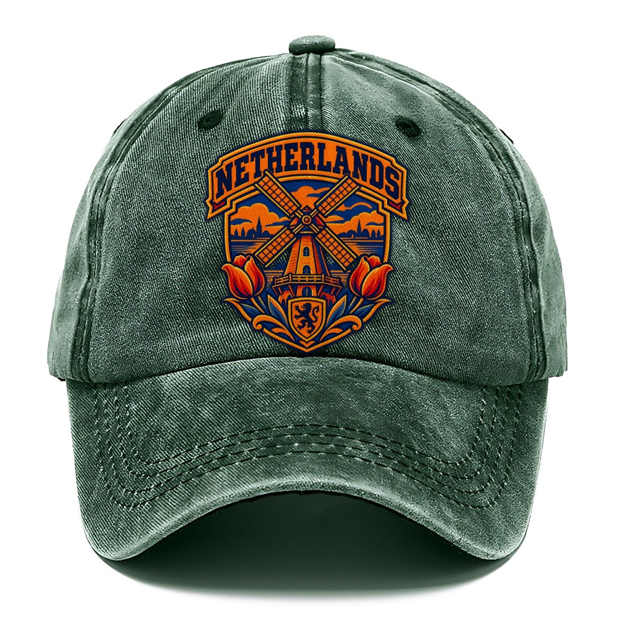 Netherlands Retro Badge Country Logos Classic Cap – Forest Mist