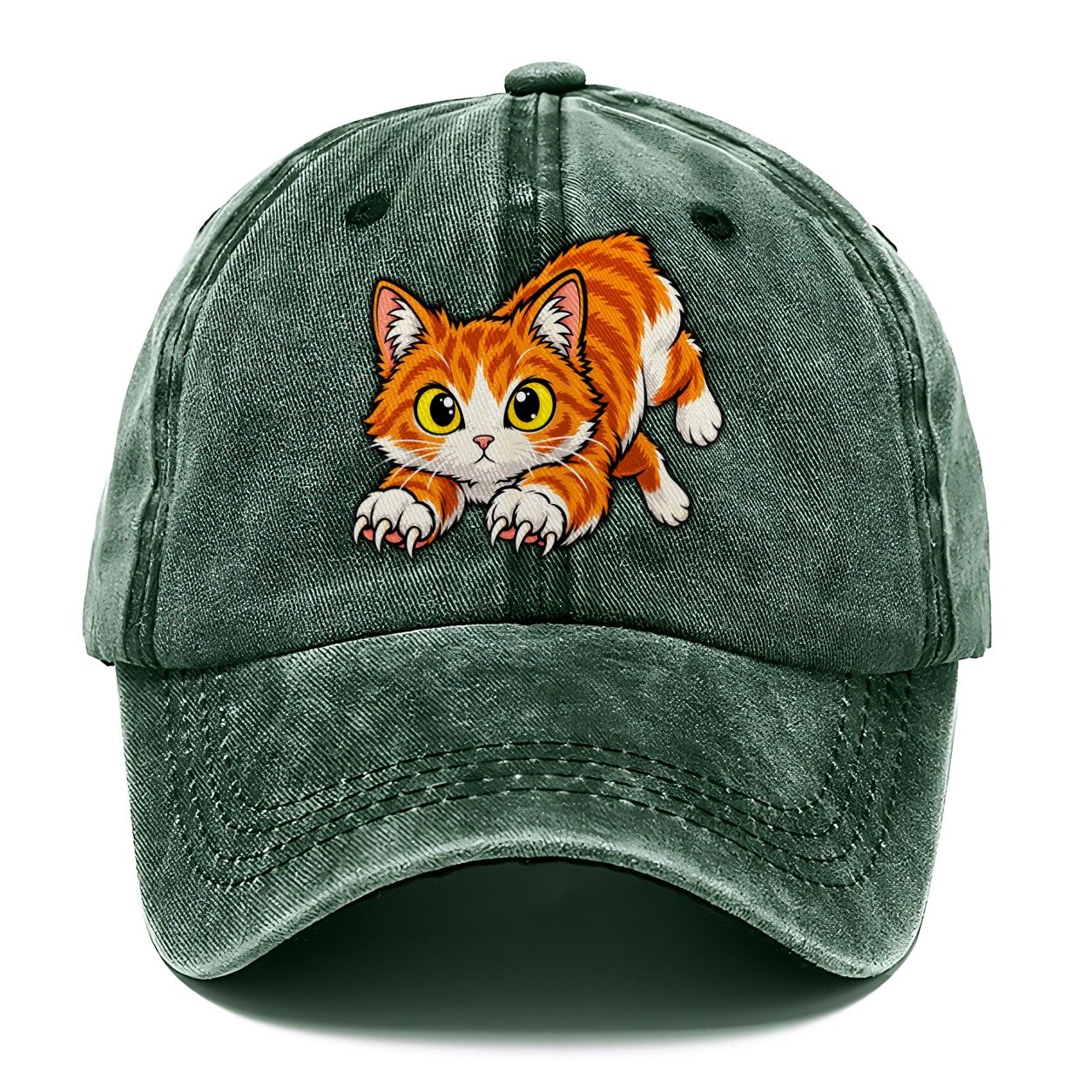 Manx Hopping Peeking Cats Classic Cap – Forest Mist