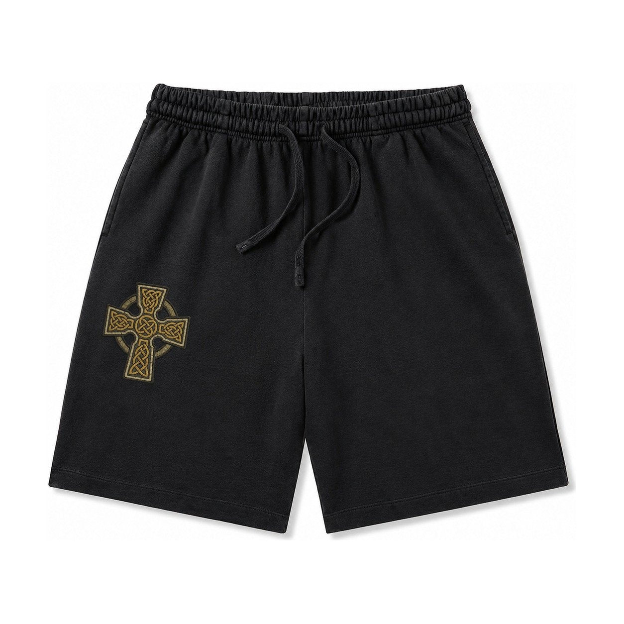 Celtic Cross Washed Shorts – Black