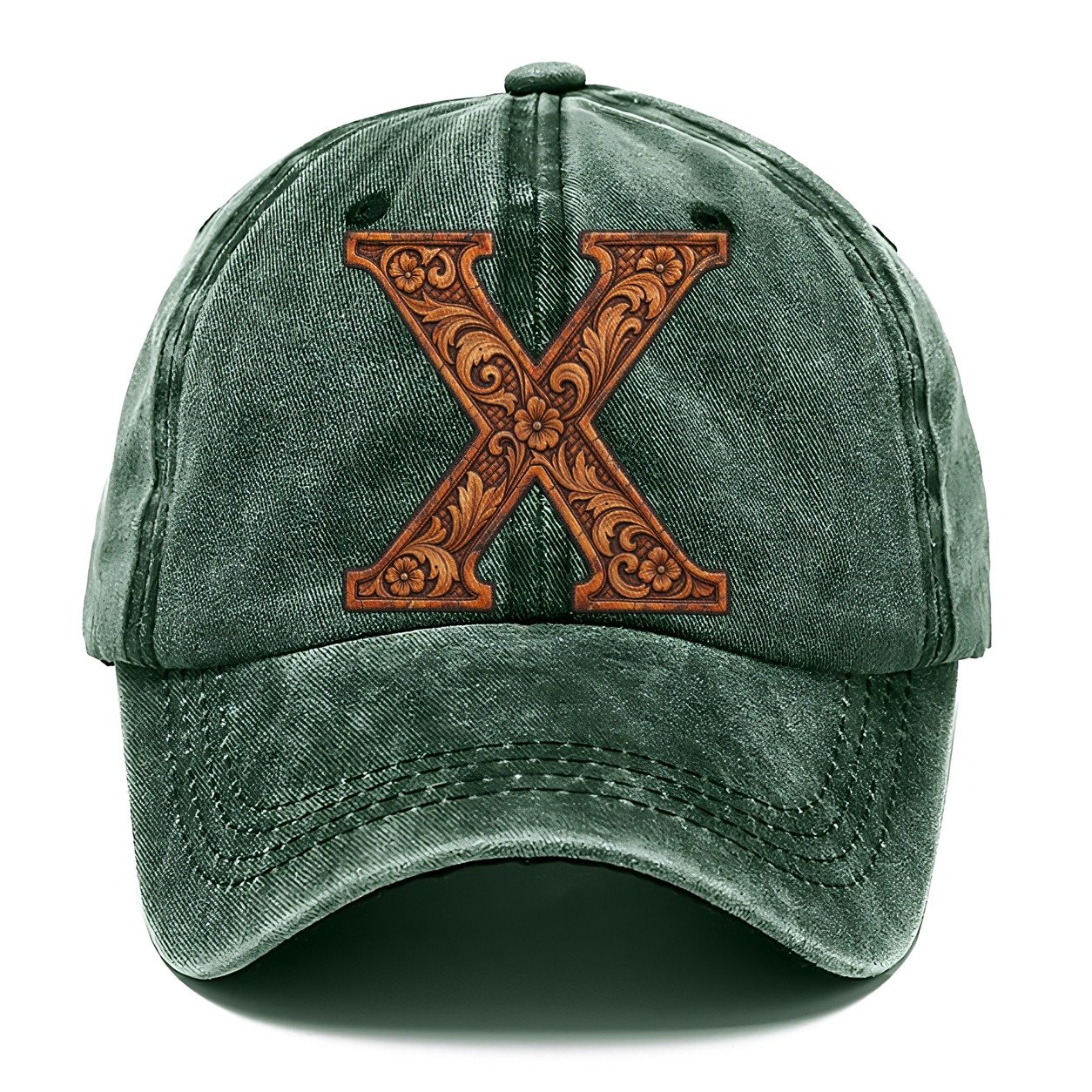 Tooled Leather X Monogram Classic Cap – Forest Mist