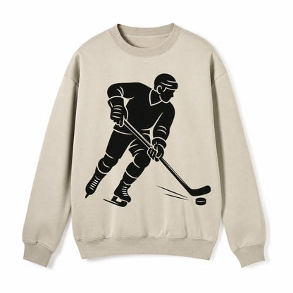 Ice Hockey Player Shooting Puck Fleece Sweatshirt – Light Khaki