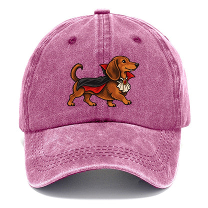One Dachshund In Halloween Costume Vampire With A Small Cape And Pointed Collar Halloween Dog Parade Classic Cap – Dusty Rose