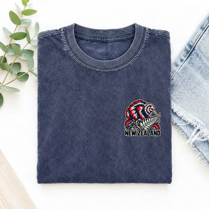 New Zealand Country Pride Left Chest Vintage T-shirt – Blue