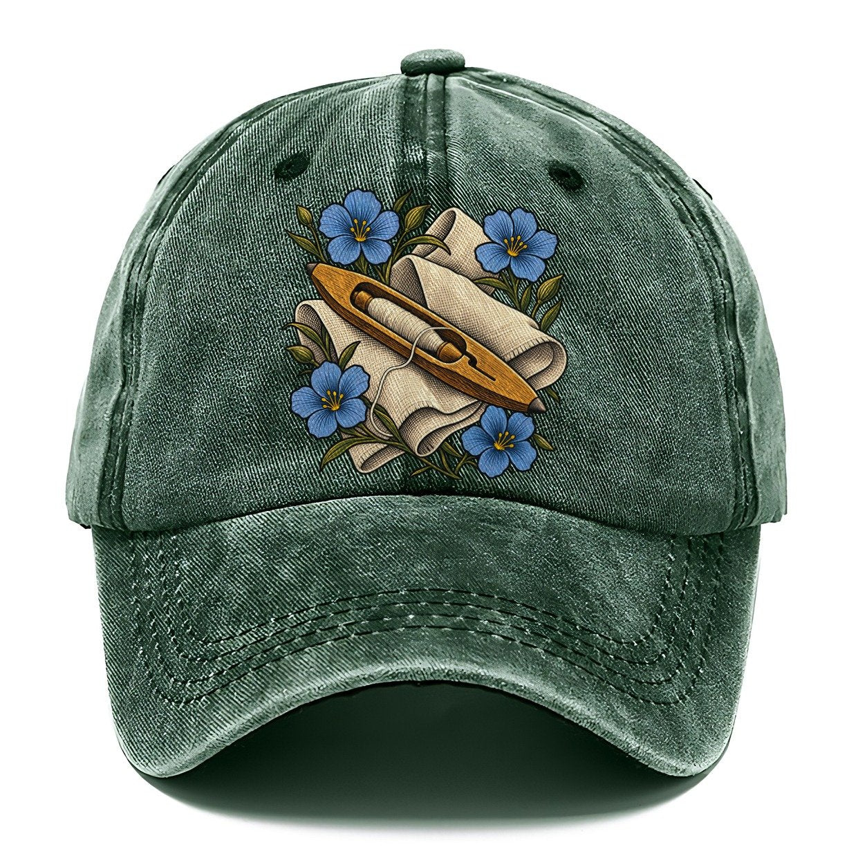 Ulster Linen Shuttle And Flax Uk Culture Heritage Classic Cap – Forest Mist