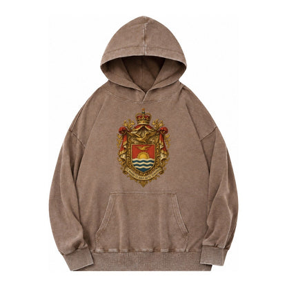 Golden Peace Embroidered Vintage Washed Hoodie – Brown