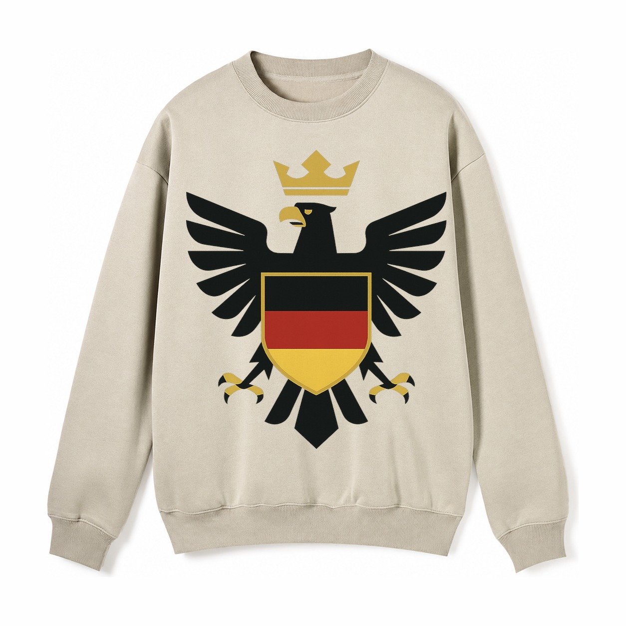 Germany Eagle Emblem Fleece Sweatshirt – Light Khaki