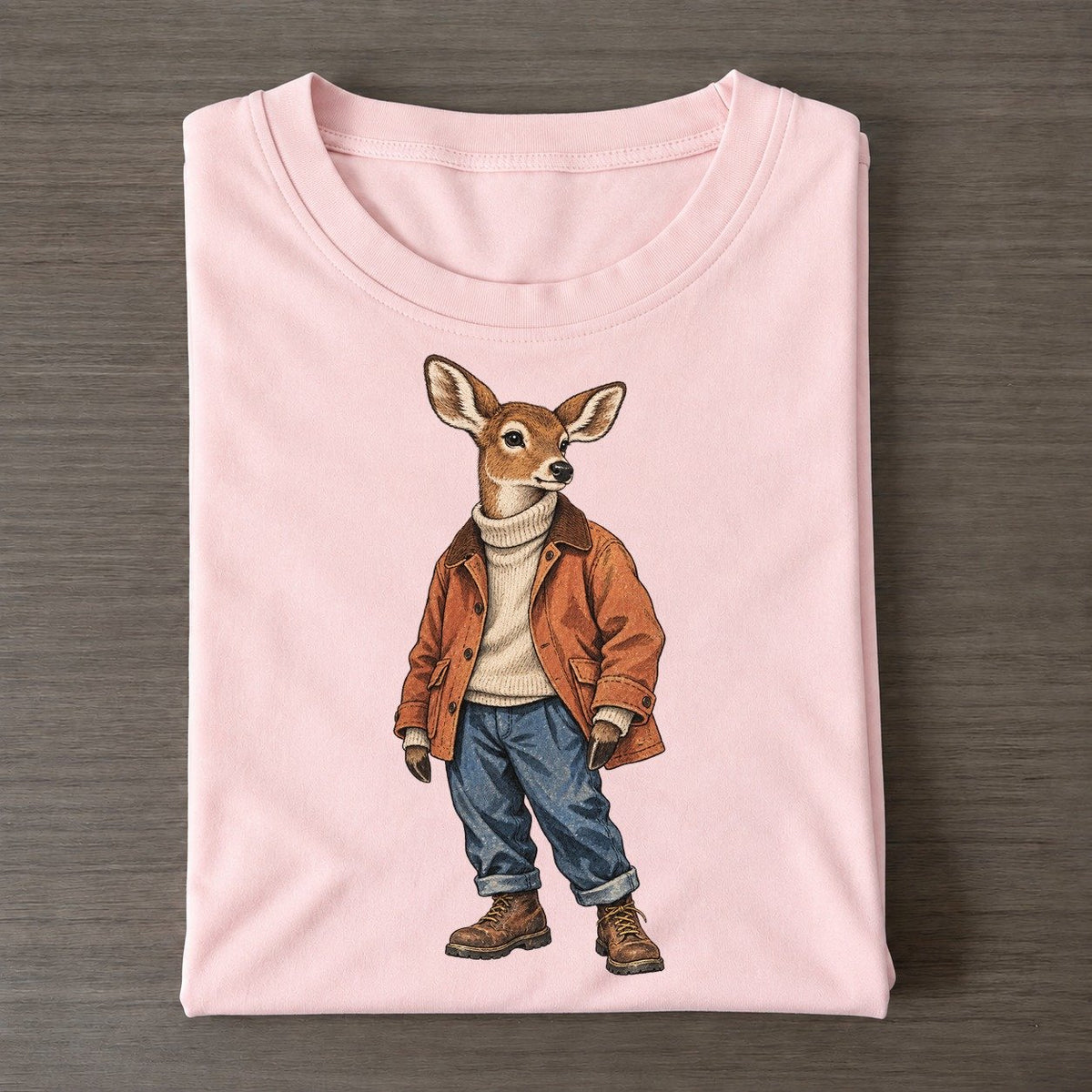 White Tailed Deer Wardrobe Portrait Wild Wardrobe Portraits Classic T-shirt – Pink