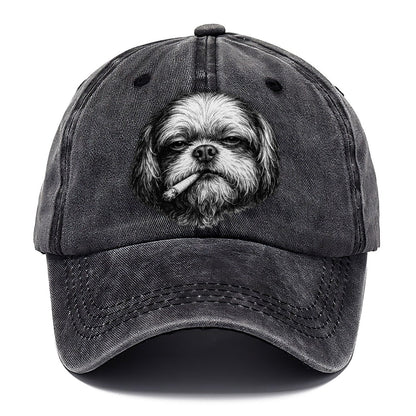Shih Tzu A Lit Cigarette Smoking Dogs Smoking Dogs Portraits Classic Cap – Graphite