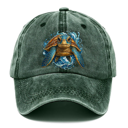 Ornate Sea Turtle Waves Classic Cap – Forest Mist