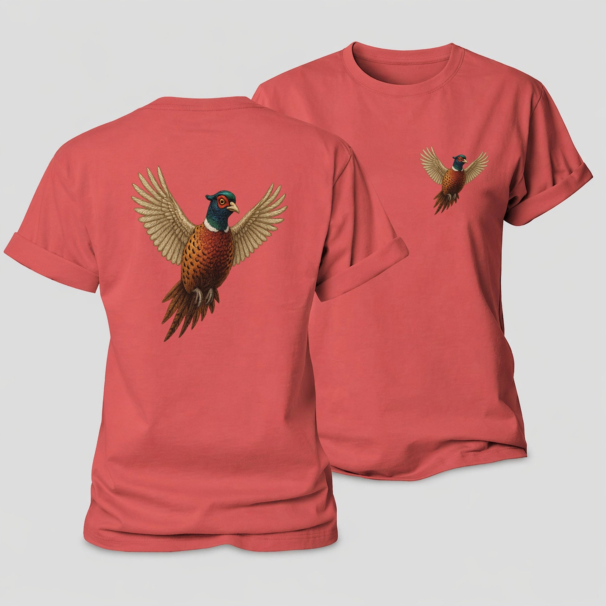 Pheasants Flight Collection Women's Cotton T-Shirt – Coral Red