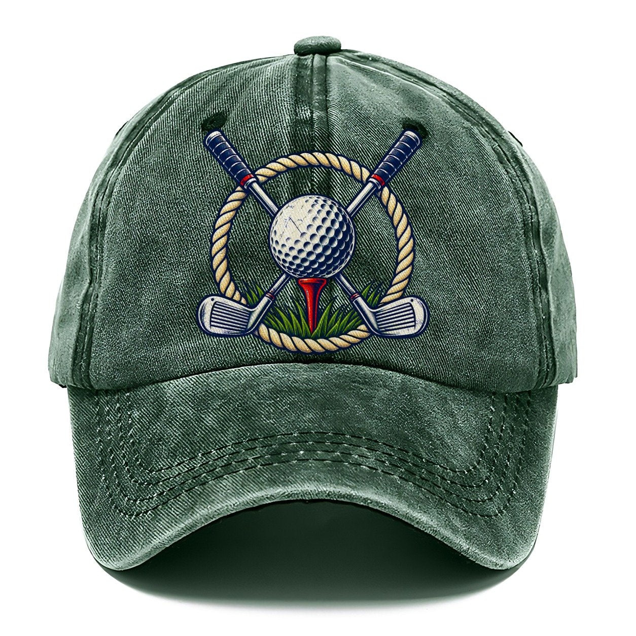 Crossed Clubs Crest Golf Life Classic Cap – Forest Mist