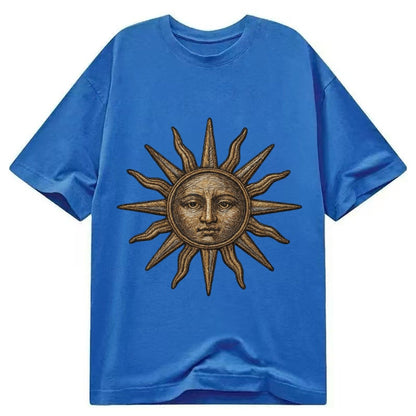 Sun Rays Vintage Sun With Radiating Beams Classic T-shirt – Blue