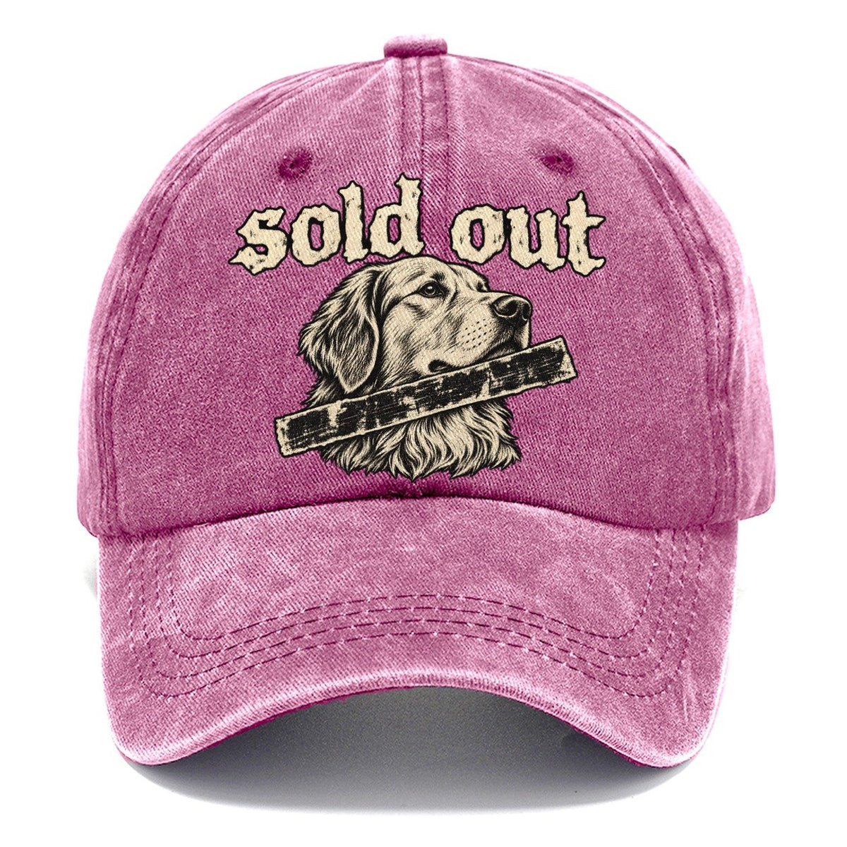 A Calm Dog Head In Three Quarter View Crossed By A Thick Stamped Bar Bark For Me Classic Cap – Dusty Rose