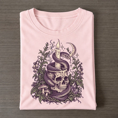 Snake Skull Candle Midnight Haunt Classic T-shirt – Pink