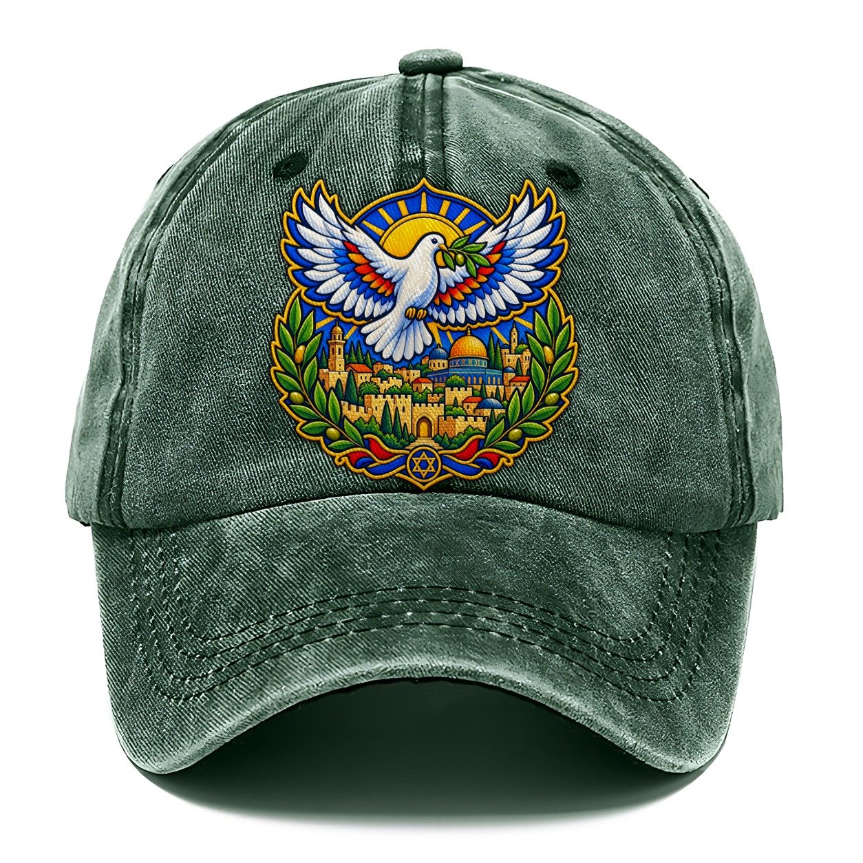 Dove Over The City Jerusalem Classic Cap – Forest Mist