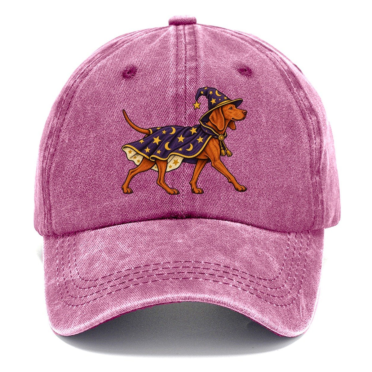 One Vizsla In Halloween Costume Wizard Costume With A Starry Robe And Pointed Hat Halloween Dog Parade Classic Cap – Dusty Rose