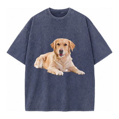 Golden Retriever Laying Dow Vintage T-shirt – Blue